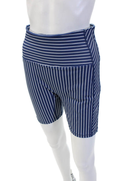 Solid & Striped Unisex Striped Biker Shorts Dark Blue Nylon Elastane Size M