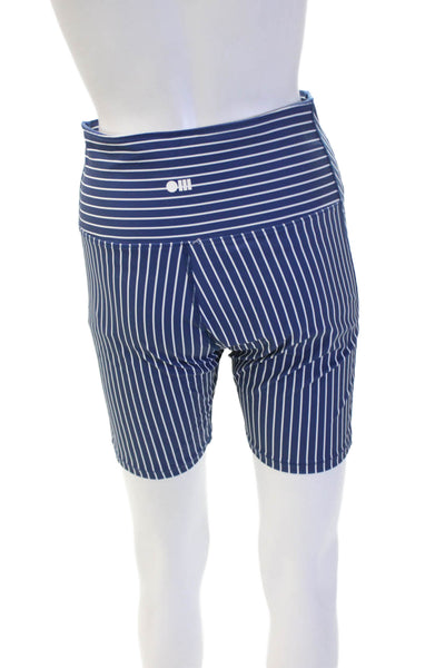 Solid & Striped Unisex Striped Biker Shorts Dark Blue Nylon Elastane Size M