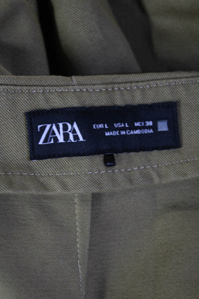 Zara Unisex Cargo Brown Cotton Shorts Size L