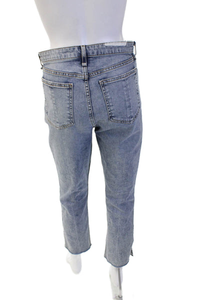 Rag & Bone Womens Cropped Straight Jeans Light Blue Mid-Rise Button Fly Size 27