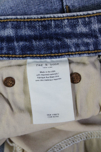 Rag & Bone Womens Cropped Straight Jeans Light Blue Mid-Rise Button Fly Size 27