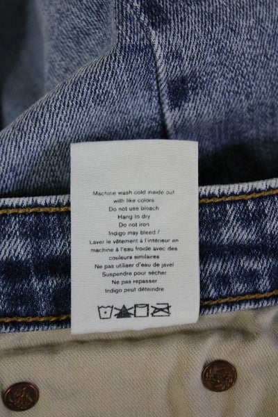 Rag & Bone Womens Cropped Straight Jeans Light Blue Mid-Rise Button Fly Size 27