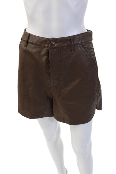 Free People Unisex 90s Brown Solid Viscose Coated Shorts Size 6