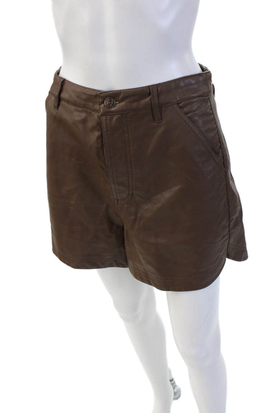 Free People Unisex 90s Brown Solid Viscose Coated Shorts Size 6