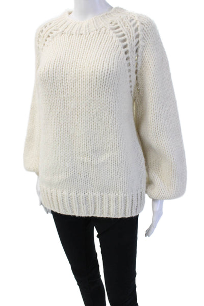 Love Shack Fancy Unisex White Merino Wool Pullover Sweater Size S