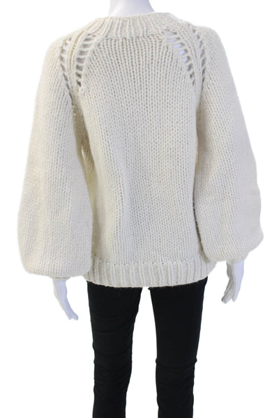 Love Shack Fancy Unisex White Merino Wool Pullover Sweater Size S