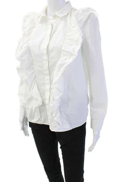 Ba&Sh Womens Button Up Collared White Long Sleeve Blouse Size 8