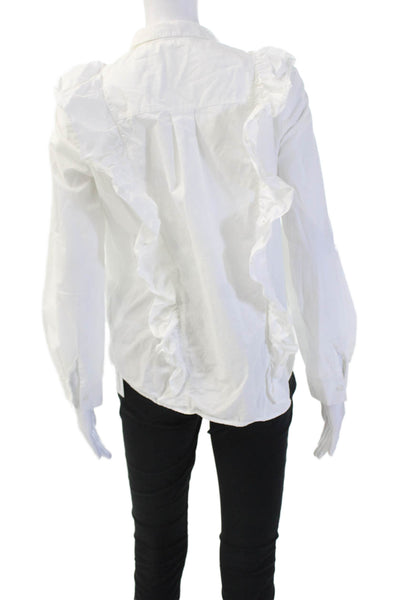 Ba&Sh Womens Button Up Collared White Long Sleeve Blouse Size 8
