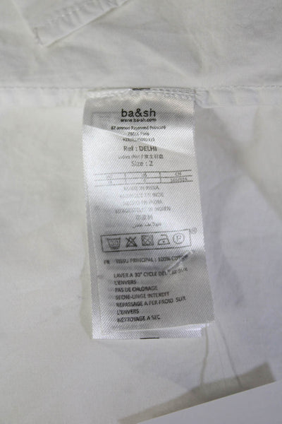 Ba&Sh Womens Button Up Collared White Long Sleeve Blouse Size 8