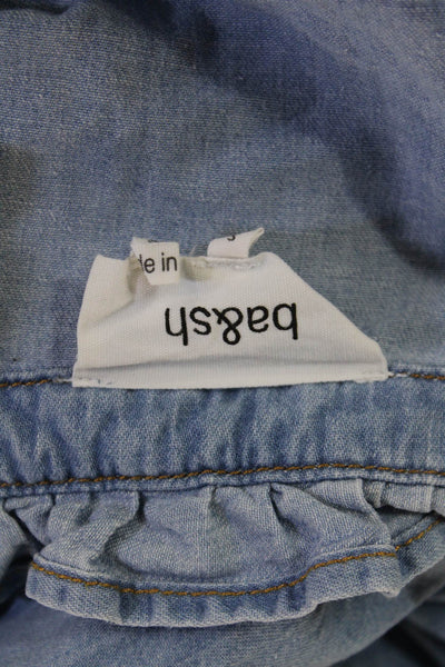 Ba&Sh Womens Light Blue Cotton High Neck Bohemian Blouse Long Sleeve Size 4