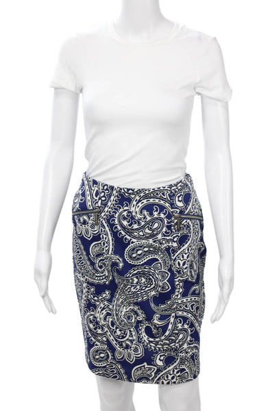 Michael Michael Kors Womens Blue Paisley Straight Pencil Skirt Size 2P