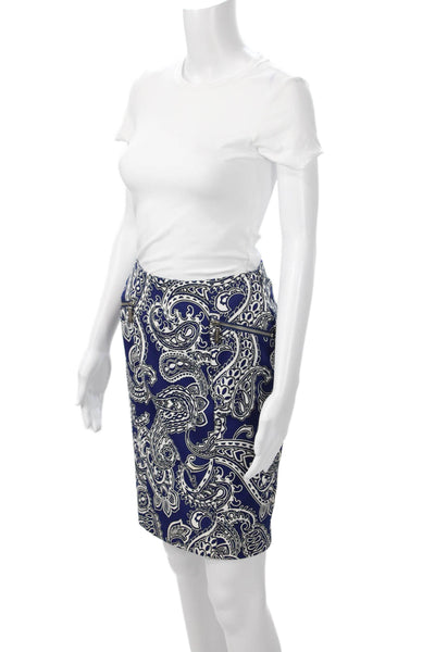 Michael Michael Kors Womens Blue Paisley Straight Pencil Skirt Size 2P
