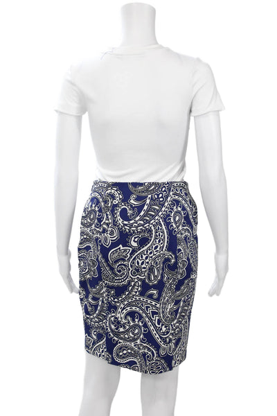 Michael Michael Kors Womens Blue Paisley Straight Pencil Skirt Size 2P
