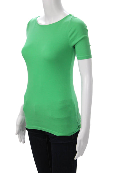 Lauren Ralph Lauren Womens Petite Basic T-Shirt Green 3/4 Sleeve Size PXS