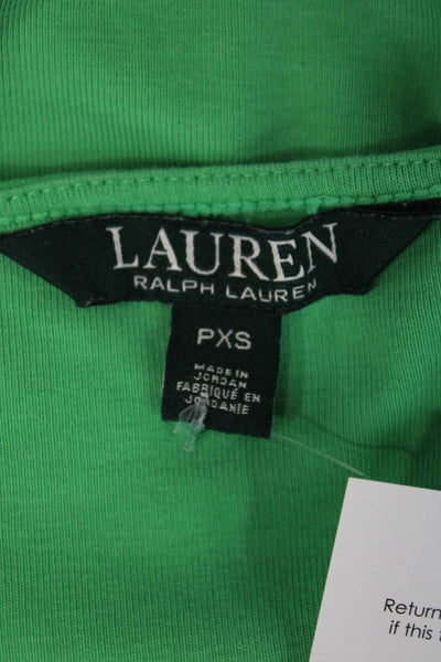 Lauren Ralph Lauren Womens Petite Basic T-Shirt Green 3/4 Sleeve Size PXS