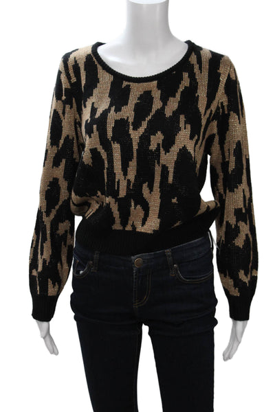 MINKPINK Unisex Beige Leopard Print Pullover Sweater 90% Acrylic Size M