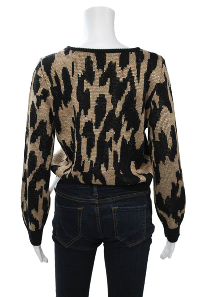 MINKPINK Unisex Beige Leopard Print Pullover Sweater 90% Acrylic Size M