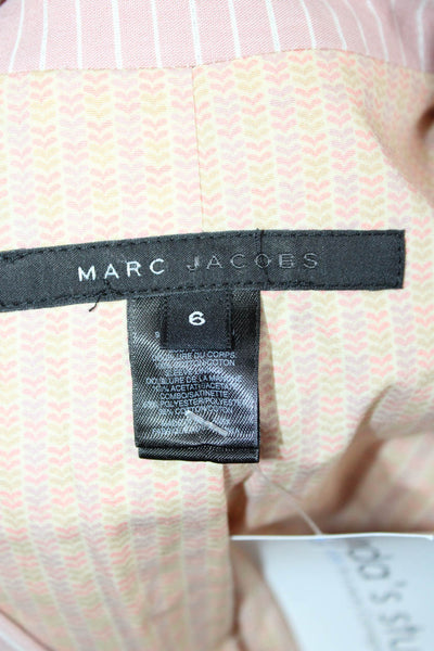 Marc Jacobs Women Pink Striped Blazer Button Cotton Lurex Longsleeve Size 6