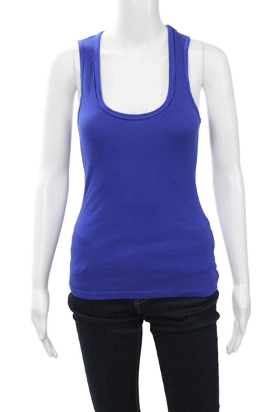 Karen Millen Women Basic Blue Sleeveless Round Neck Cotton Elastane Tank Size 4