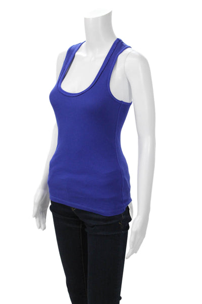 Karen Millen Women Basic Blue Sleeveless Round Neck Cotton Elastane Tank Size 4