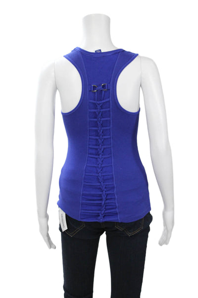 Karen Millen Women Basic Blue Sleeveless Round Neck Cotton Elastane Tank Size 4