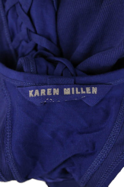 Karen Millen Women Basic Blue Sleeveless Round Neck Cotton Elastane Tank Size 4