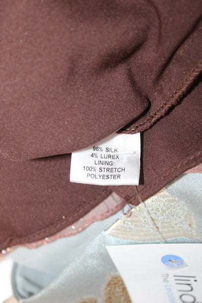 Shin Choi Womens Brown Silk Lurex Striped Sleeveless Bohemian Blouse Size S