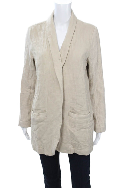 Sablyn Womens Beige Coatigan Long Sleeve Cotton Modal Classic Size S