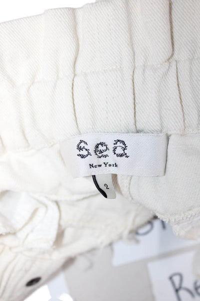 Sea New York Unisex White Cotton Button Beach Shorts Size 2
