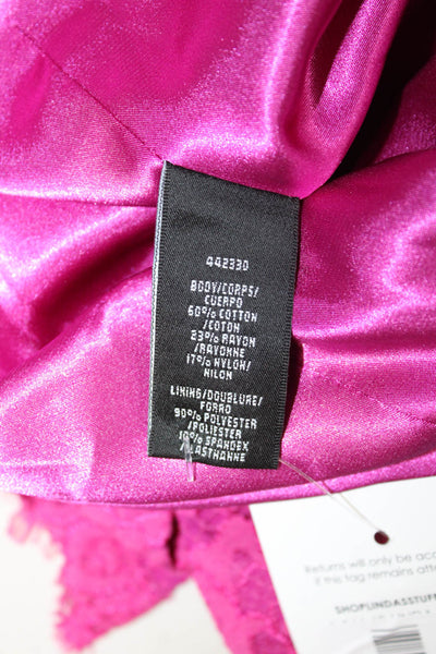 ML Monique Lhuillier Women Pink Sheath Bodycon Dress Short Sleeve Size 2