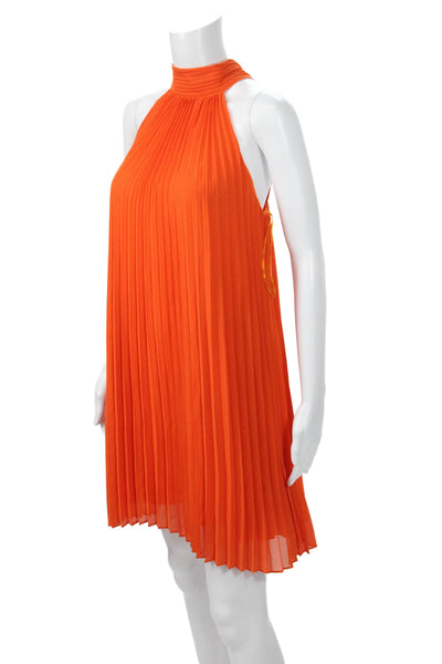 Belle Badgley Mischka Women Trapeze Dress Orange Sleeveless High Neck Size 4