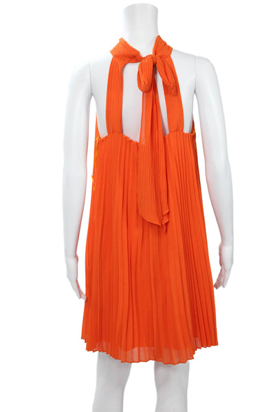 Belle Badgley Mischka Women Trapeze Dress Orange Sleeveless High Neck Size 4