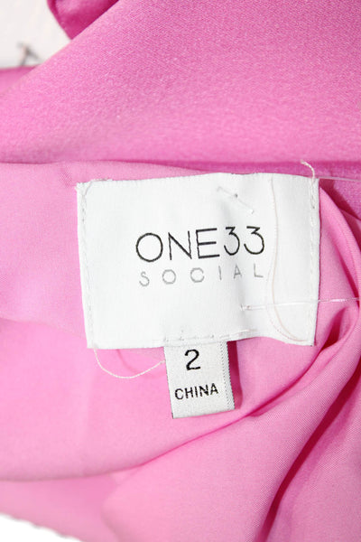 One 33 Social Women Sheath Dress Pink Sleeveless Tie Polyester Size 2