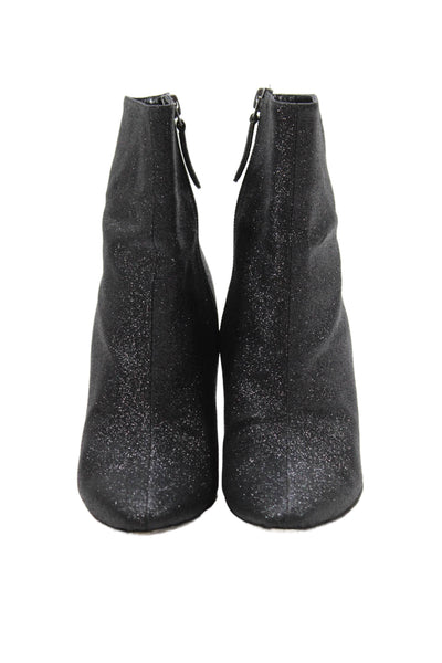Manolo Blahnik Womens Insopolo 105 Ankle Boots Shoes Glittery Black Size 7.5
