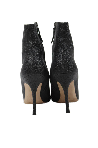 Manolo Blahnik Womens Insopolo 105 Ankle Boots Shoes Glittery Black Size 7.5