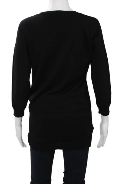 Theory Unisex Black Wool Blend Pullover Sweater 3/4 Sleeve Round Neck Size S