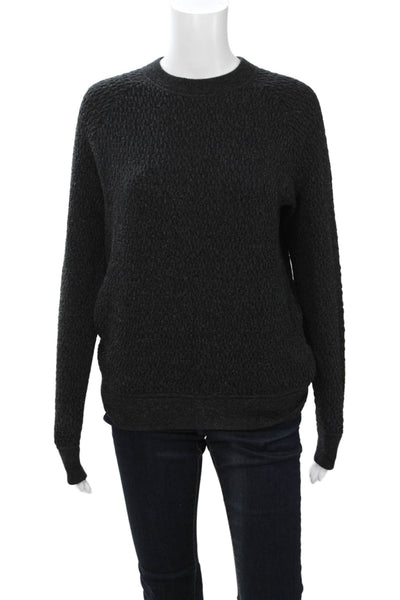 Theory Unisex Pullover Sweater Black Crew Neck Long Sleeve Wool Blend Size S