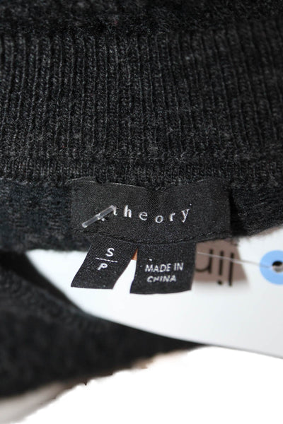 Theory Unisex Pullover Sweater Black Crew Neck Long Sleeve Wool Blend Size S