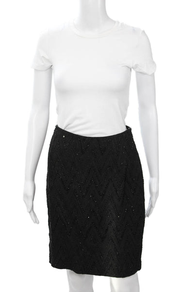 Carmen Marc Valvo Women Black Straight Pencil Skirt Knee Length Size 4
