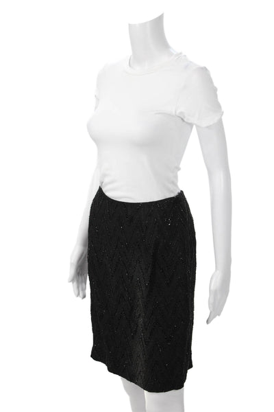 Carmen Marc Valvo Women Black Straight Pencil Skirt Knee Length Size 4