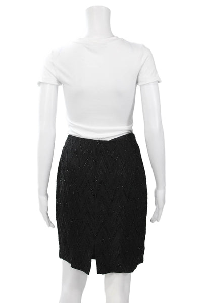 Carmen Marc Valvo Women Black Straight Pencil Skirt Knee Length Size 4
