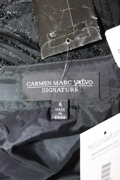 Carmen Marc Valvo Women Black Straight Pencil Skirt Knee Length Size 4