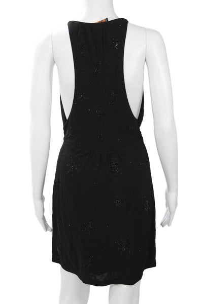 Animale Women Mini Slip Dress Black Viscose Sleeveless Knee Length Size 38