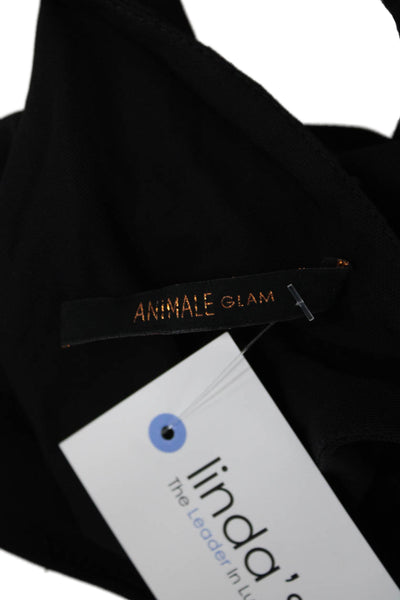 Animale Women Mini Slip Dress Black Viscose Sleeveless Knee Length Size 38