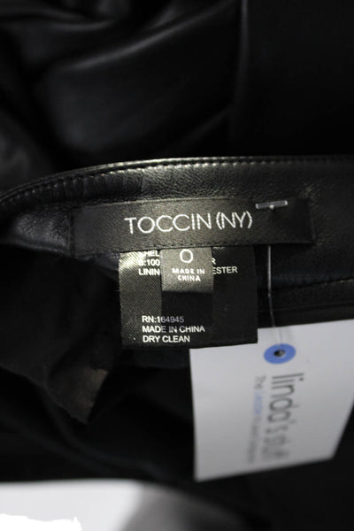 Toccin Women Ankle Cropped Dress Pants Black Polyester Spandex Size 0