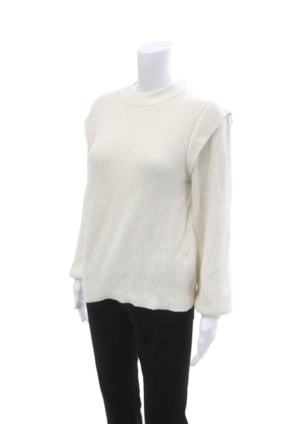 Who What Wear Unisex White Crew Neck Pullover Sweater Long Sleeve Size M