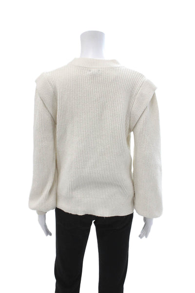 Who What Wear Unisex White Crew Neck Pullover Sweater Long Sleeve Size M