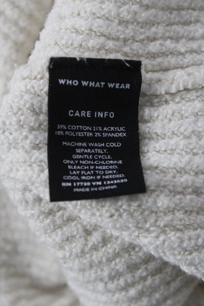 Who What Wear Unisex White Crew Neck Pullover Sweater Long Sleeve Size M