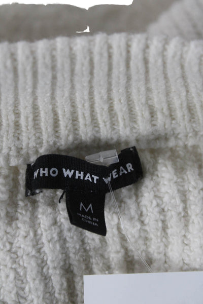 Who What Wear Unisex White Crew Neck Pullover Sweater Long Sleeve Size M