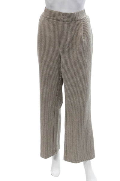 Varley Womens Cropped Striped Beige Pants Size L